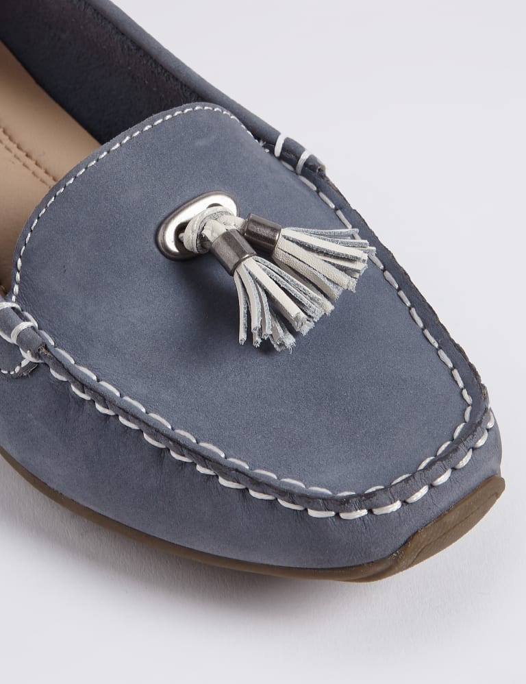 Wide Fit Leather Tassel Boat Shoes M&S Collection M&S