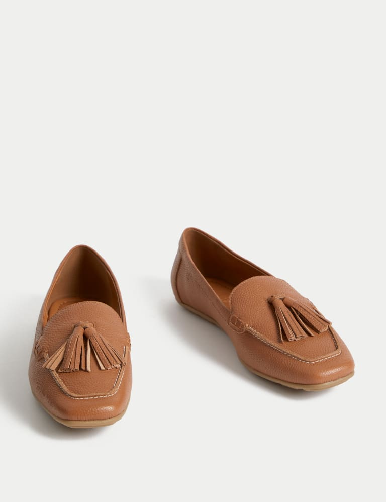 Wide Fit Leather Tassel Flat Boat Shoes 2 of 3