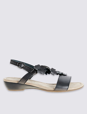 Wide Fit Leather Wedge Heel Sandals Image 2 of 6