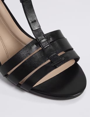 Wide Fit Leather Wedge Sandals