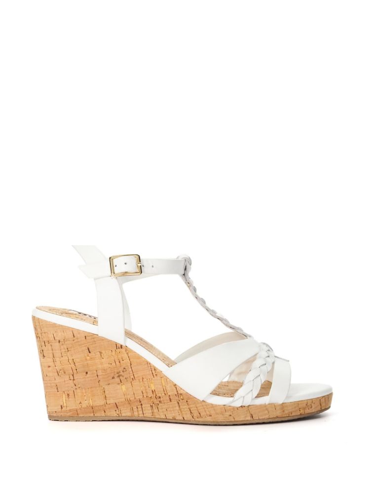 Wide Fit Leather Wedge Sandals 1 of 5