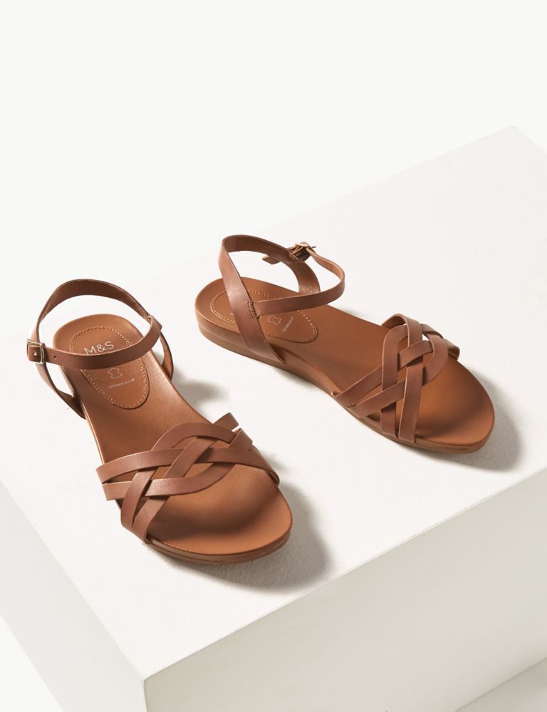 Wide Fit Leather Woven Sandals 3 of 5