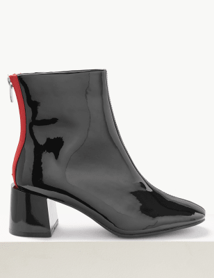 Wide Fit Patent Ankle Boots M S Collection M S