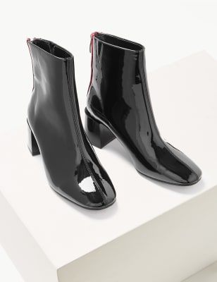 M&s black best sale patent boots