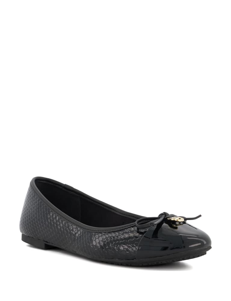 Wide Fit Patent Croc Bow Flat Ballet Pumps 2 of 4