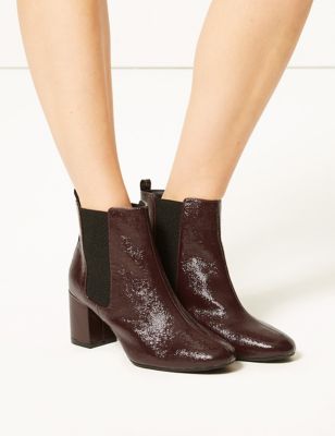wide fit patent ankle boots