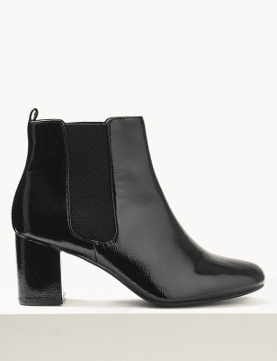 patent chelsea ankle boots