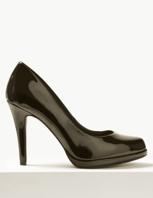 wide fit patent court shoes
