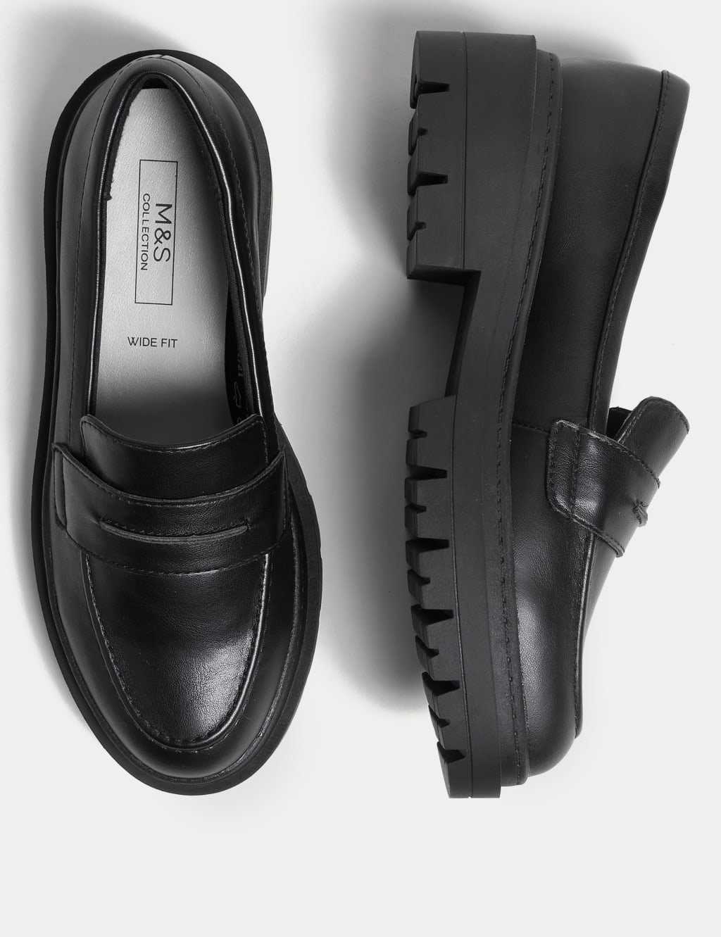 Wide Fit Slip On Flatform Loafers 2 of 4