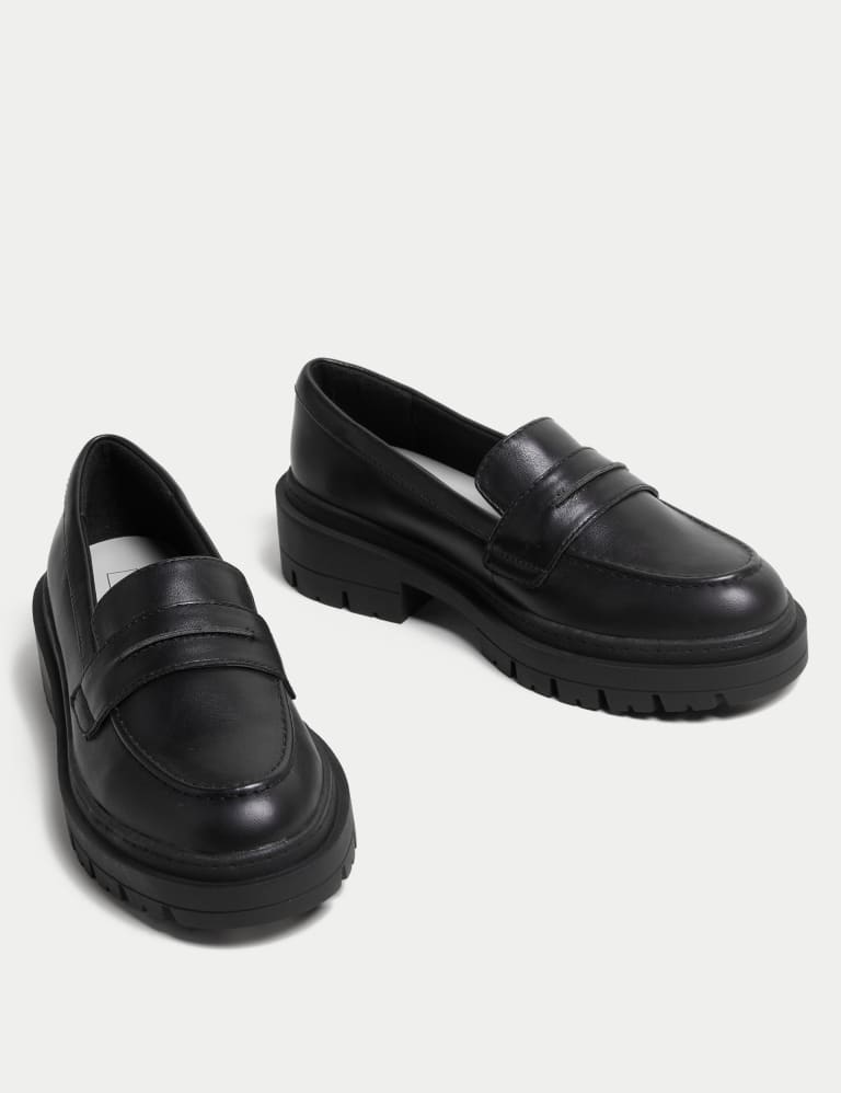 Wide Fit Slip On Flatform Loafers 2 of 4