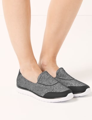 wide fit slip on trainers womens