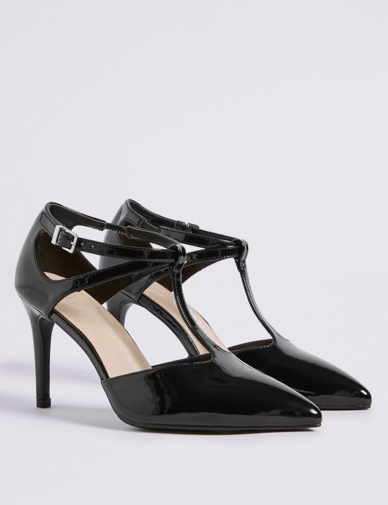 Wide Fit Stiletto Heel T-Bar Court Shoes 3 of 6
