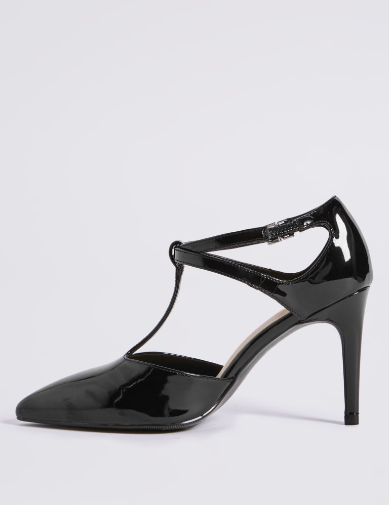 Black t bar court hot sale shoes