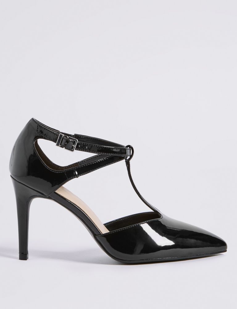 Wide Fit Stiletto Heel T-Bar Court Shoes 2 of 6