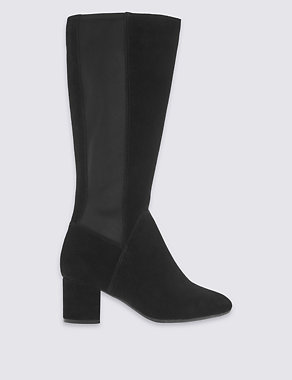 Wide Fit Suede Angular Knee High Boots Image 2 of 6