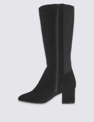 Wide Fit Suede Angular Knee High Boots Footglove M S