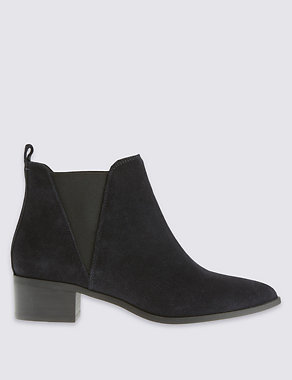 Wide Fit Suede Block Heel Ankle Boots Image 2 of 6