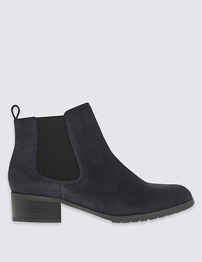 Wide Fit Suede Block Heel Ankle Boots Image 2 of 7