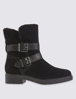Wide Fit Suede Block Heel Ankle Boots Image 2 of 6