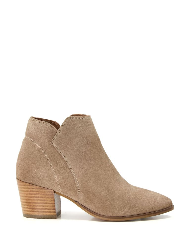 Wide Fit Suede Block Heel Ankle Boots 1 of 4