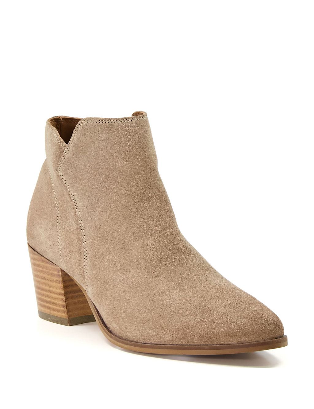 Wide Fit Suede Block Heel Ankle Boots 1 of 4