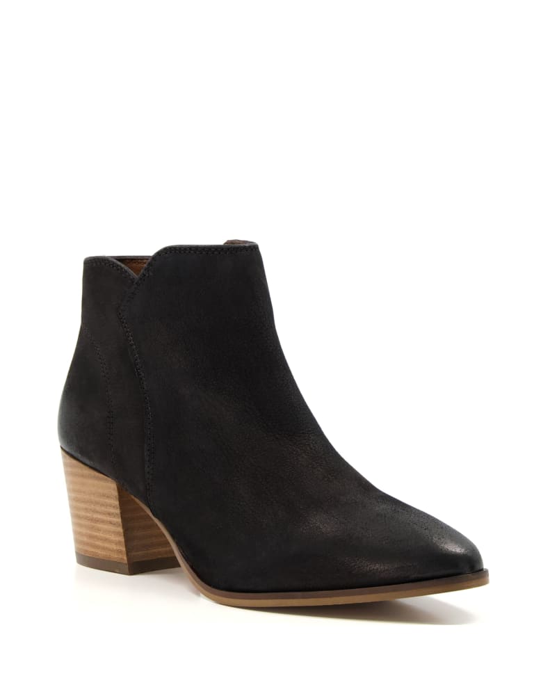 Wide Fit Leather Buckle Ruched Ankle Boots