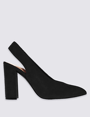 Wide Fit Suede Block Heel Court Shoes Image 2 of 6