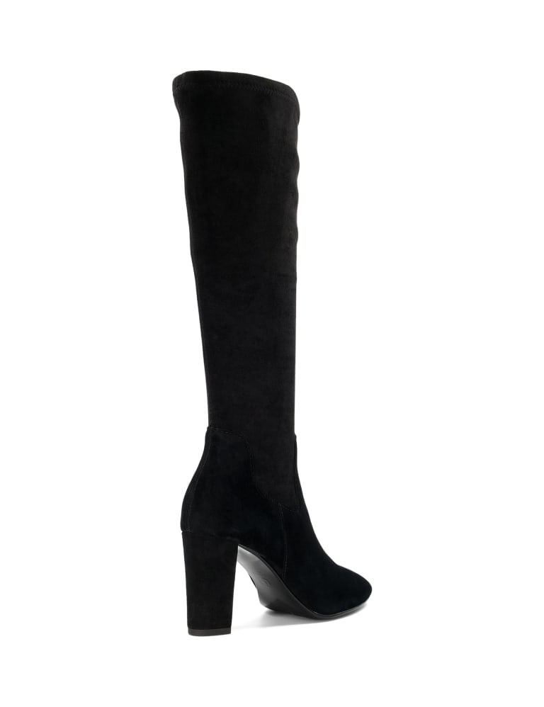 Wide Fit Suede Block Heel Knee High Boots