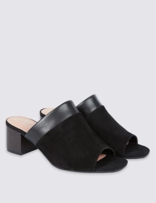 Suede block discount heel mules