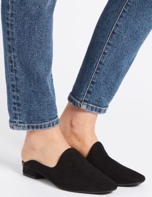 wide fit block heel mules