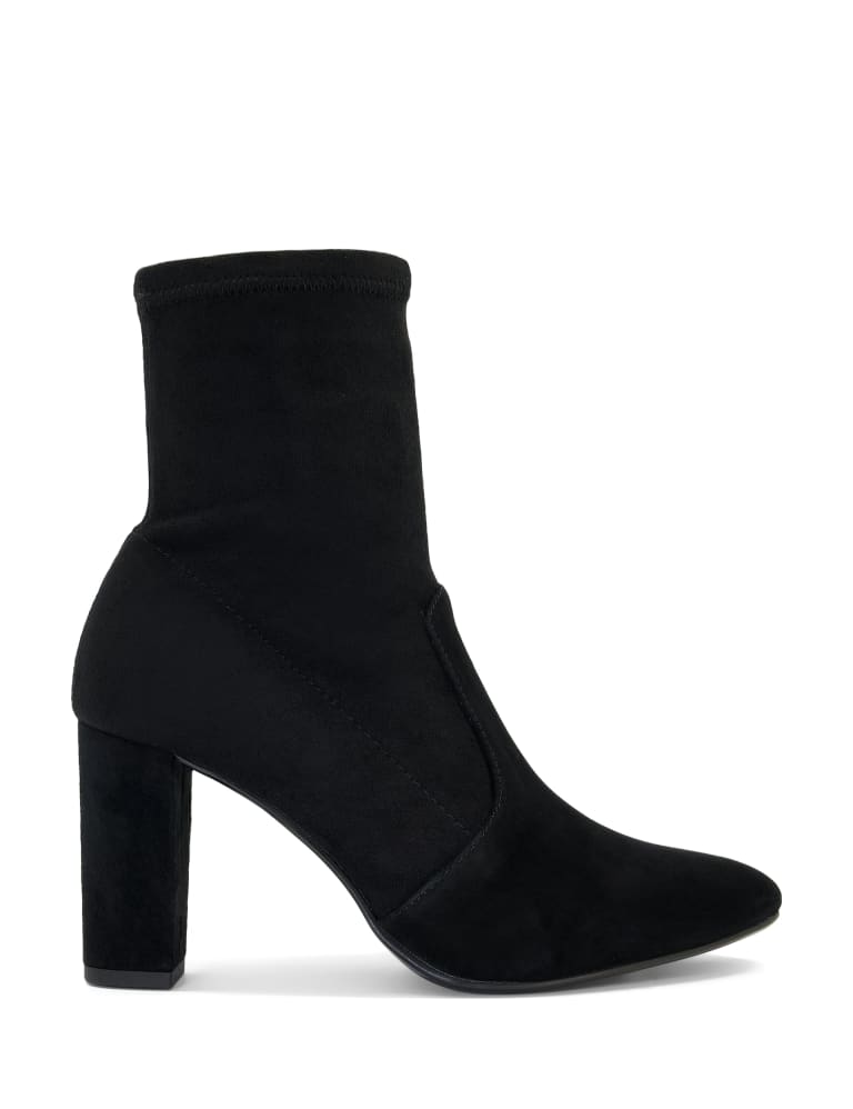 Wide Fit Suede Block Heel Sock Boots 1 of 5