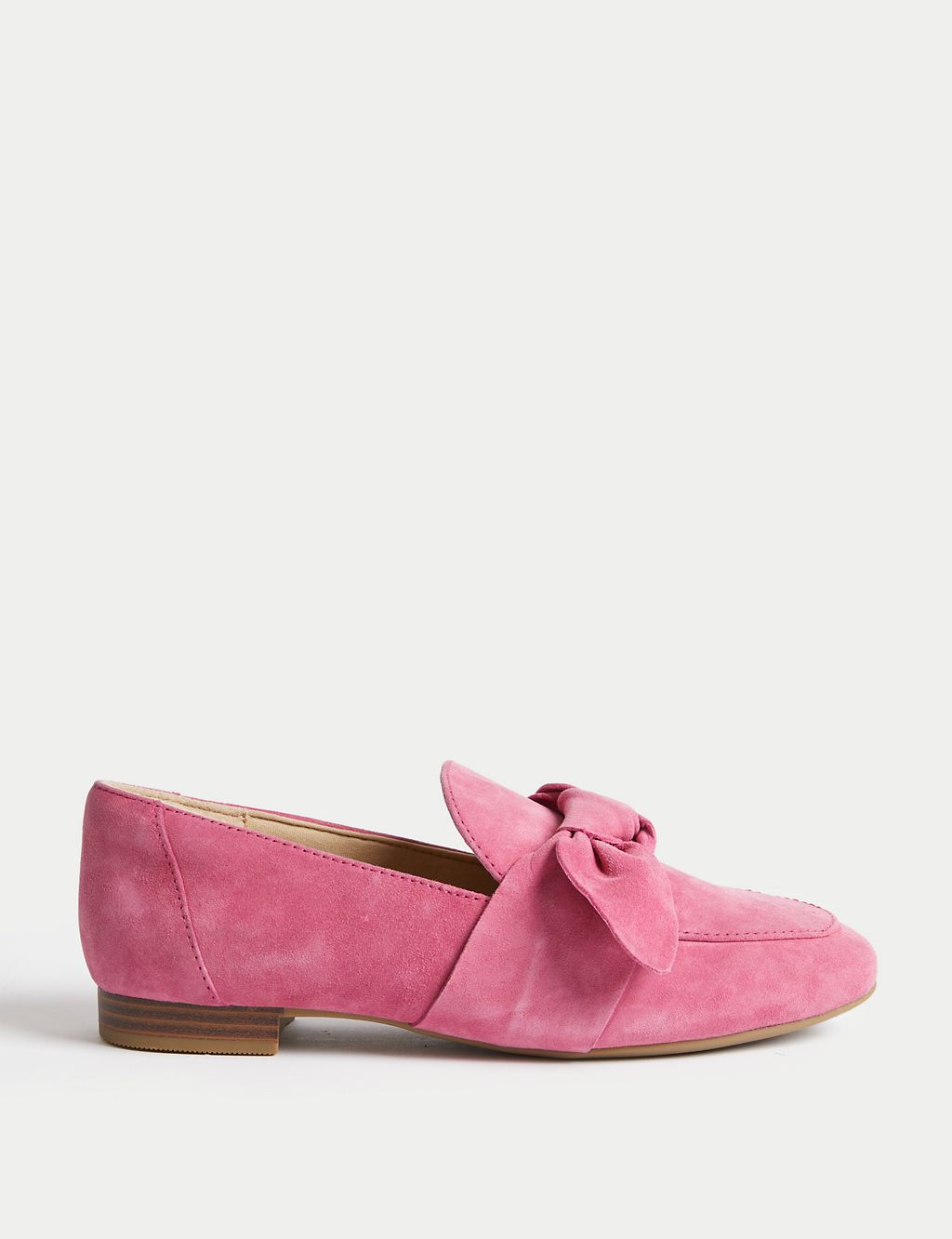 Wide Fit Suede Bow Flat Loafers 2 of 3