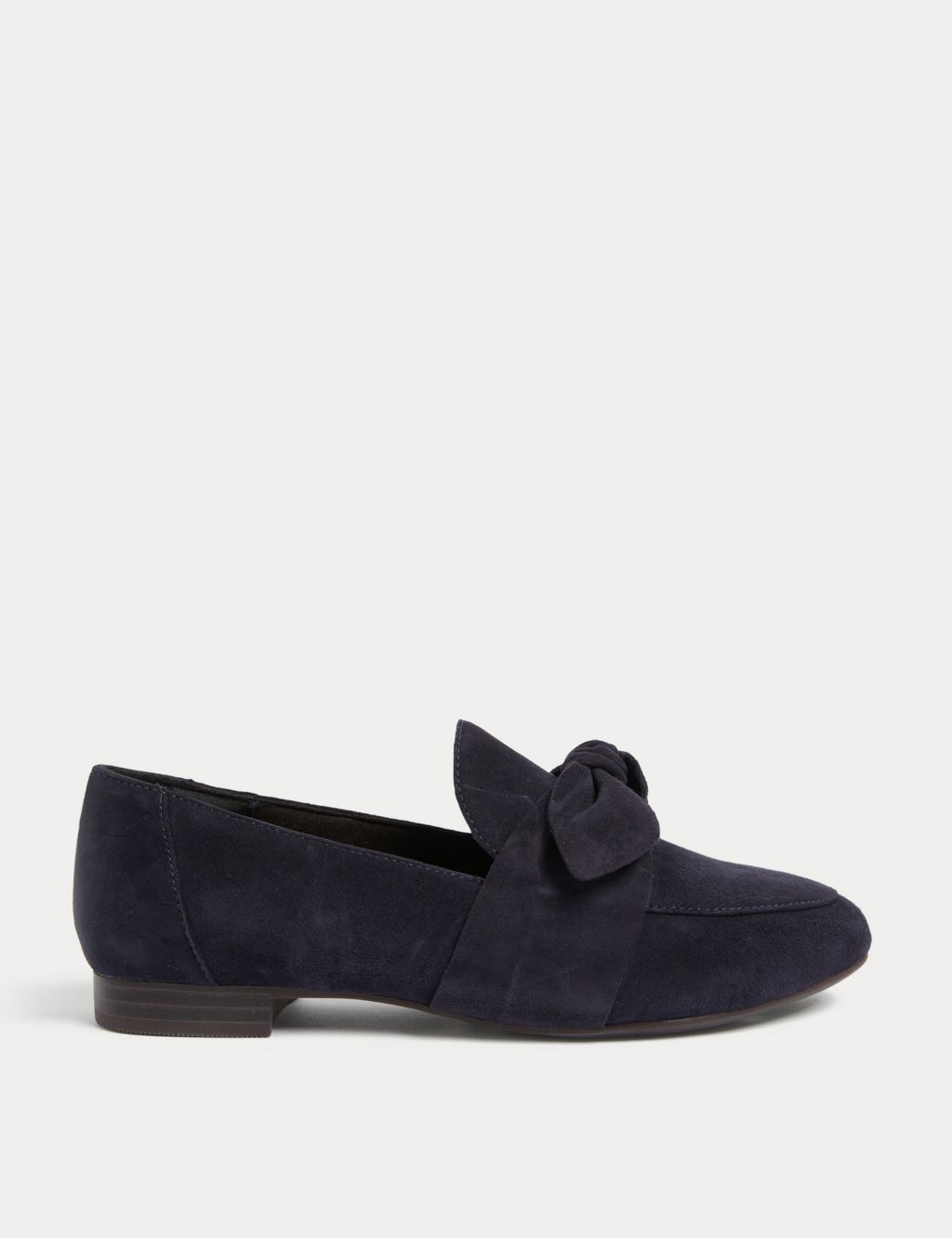 Wide Fit Suede Bow Flat Loafers 3 of 3