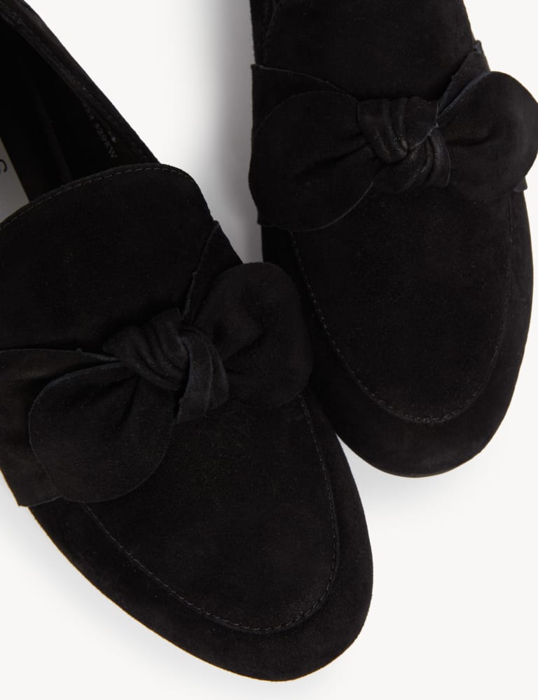 Wide Fit Suede Bow Flat Loafers 3 of 3