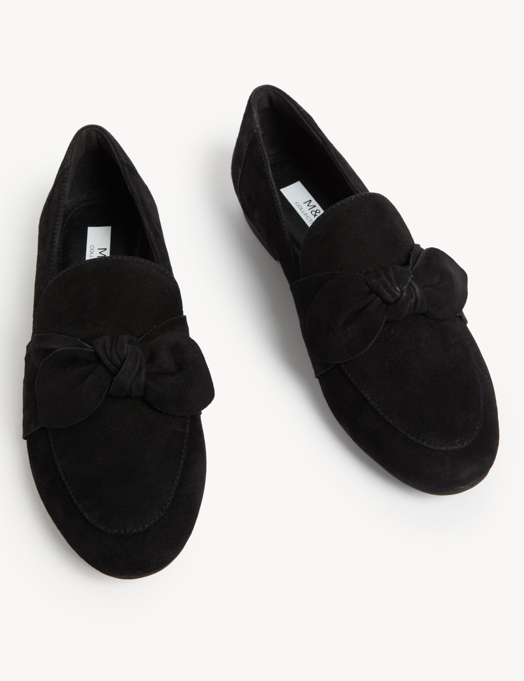 Wide Fit Suede Bow Flat Loafers 1 of 3