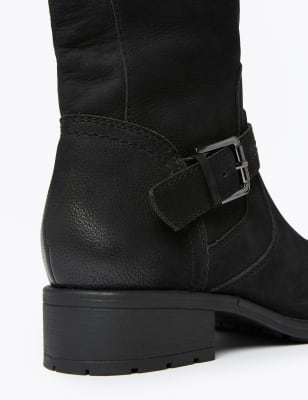 black suede knee high boots wide fit