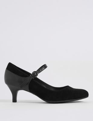 Wide Fit Suede Kitten Heel Court Shoes Image 2 of 6