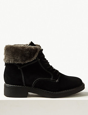 Wide Fit Suede Lace-up Ankle Boots Image 2 of 6