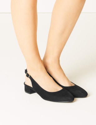 Wide fit black outlet slingback shoes