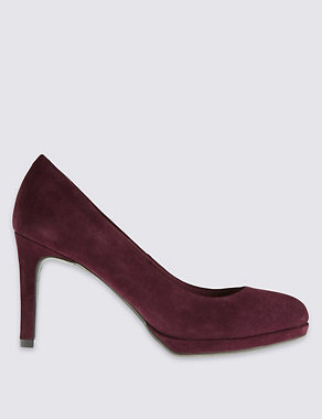 Wide Fit Suede Stiletto Court Shoes Image 2 of 6