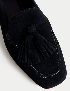 Wide Fit Suede Tassel Flat Boat Shoes Image 2 of 3