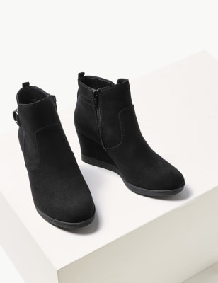 wide fit wedge ankle boots