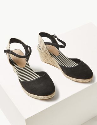 Ex Marks & Spencer M&S Collection T022963/T022963A Leather/Suede Wedge Heel Cross Front Espadrilles RRP £45