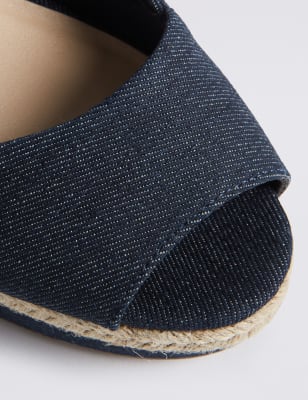 Navy peep cheap toe wedge