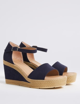 Navy wedge sale shoes wide fit