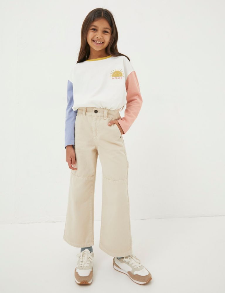 Wide Leg Pure Cotton Trousers (3-13 Yrs) 1 of 4
