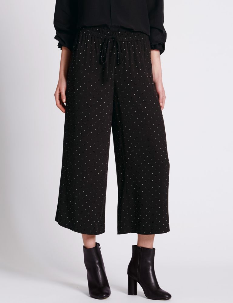 Wide Leg Spotted Trousers 1 of 3