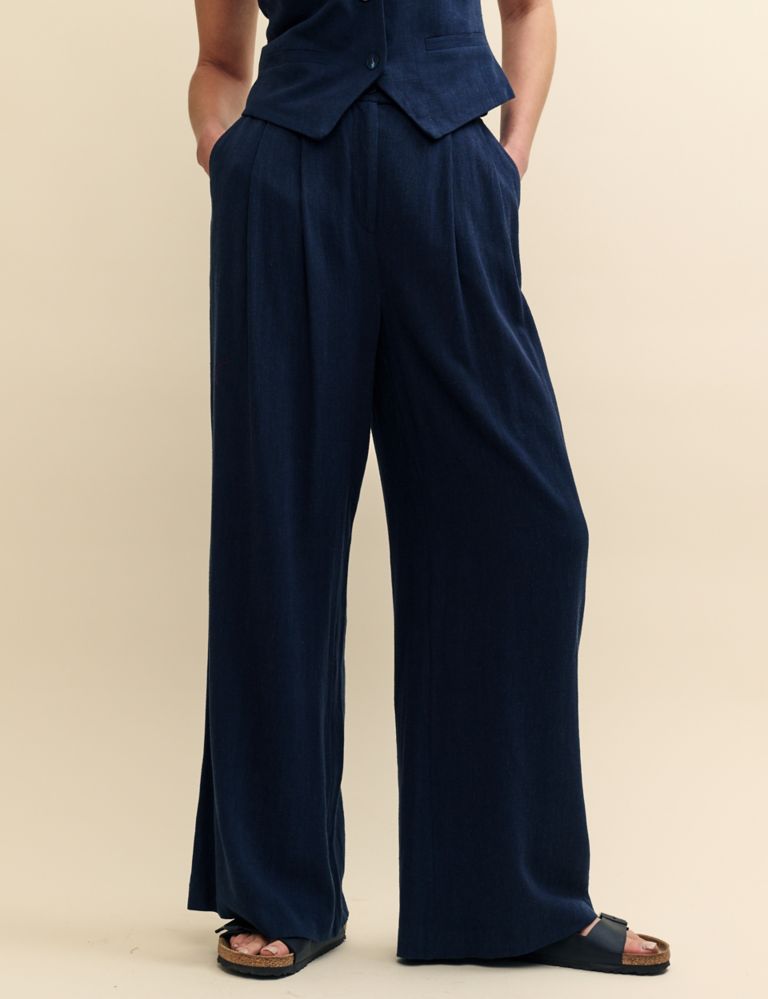Wide Leg Trousers with Linen 2 of 6