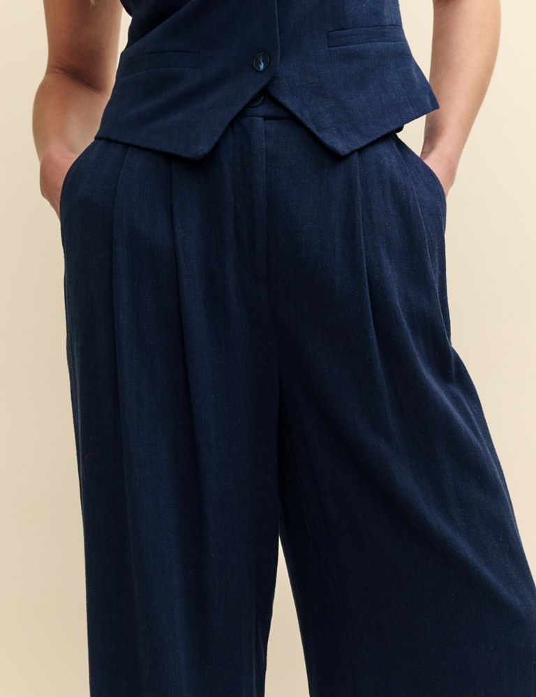 Wide Leg Trousers with Linen 3 of 6