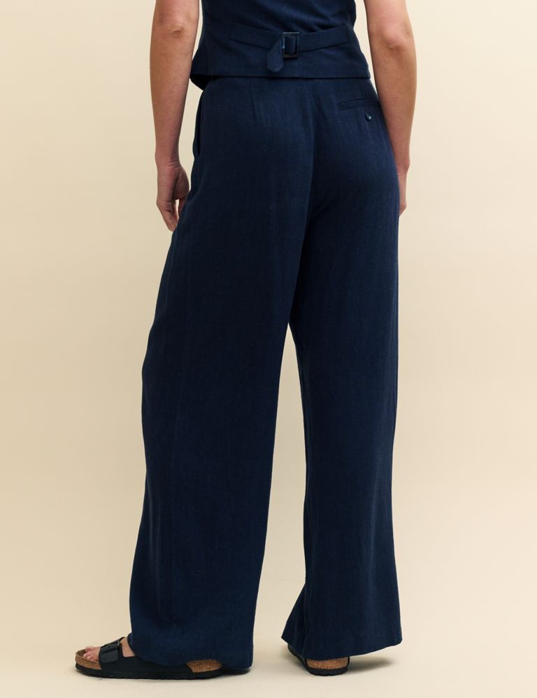 Wide Leg Trousers with Linen 4 of 6